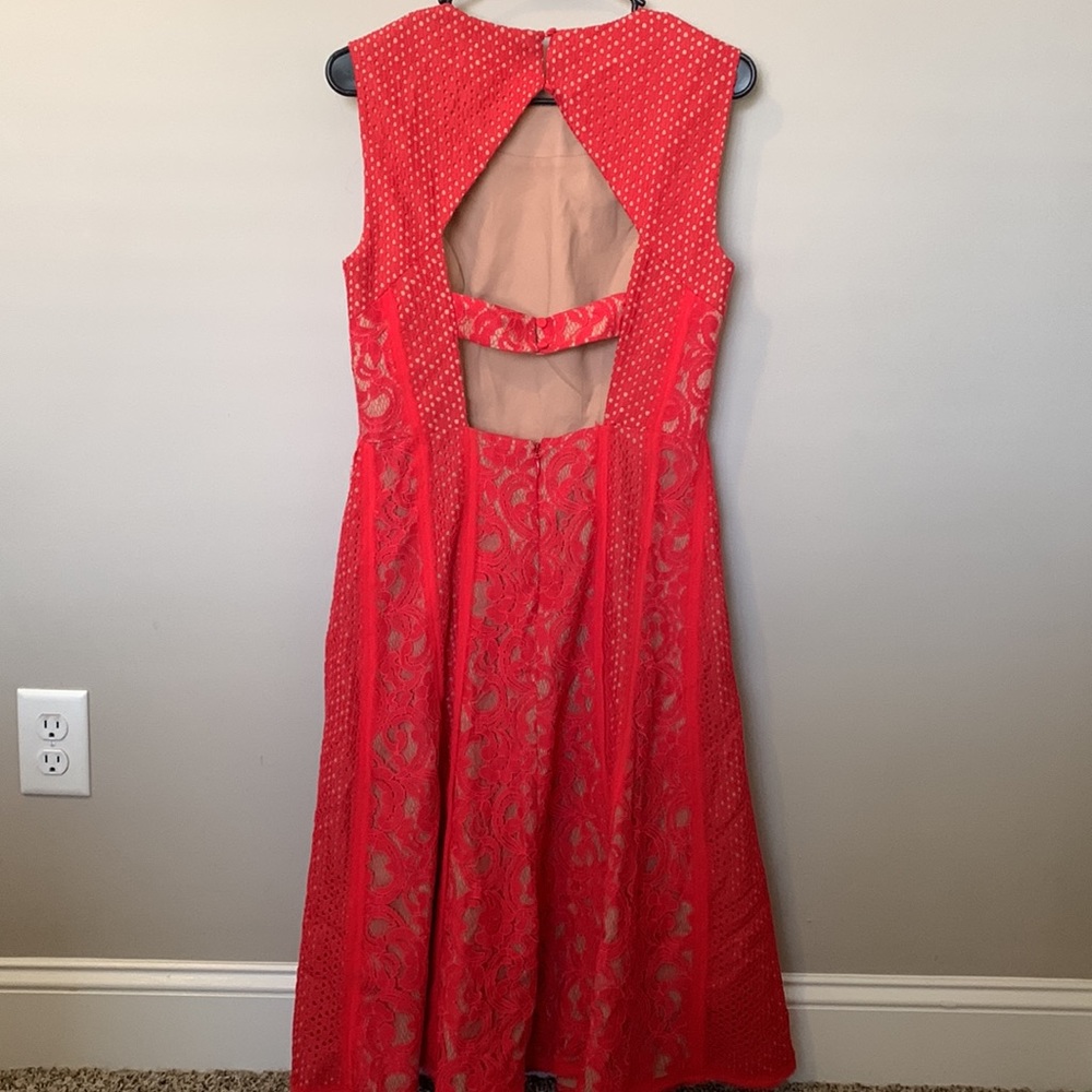 NWT BCBG MAZAZRIA red lace midi